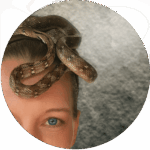 Jutta with snakes