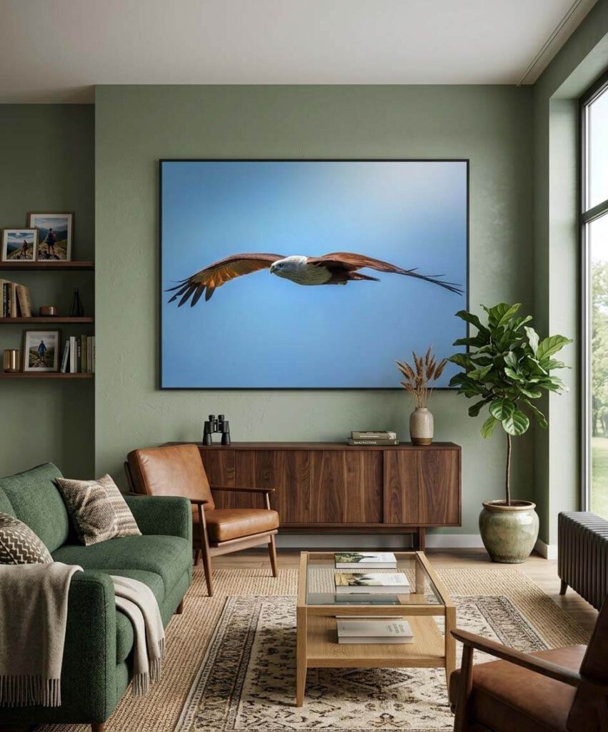 living room with eagle xxl poster